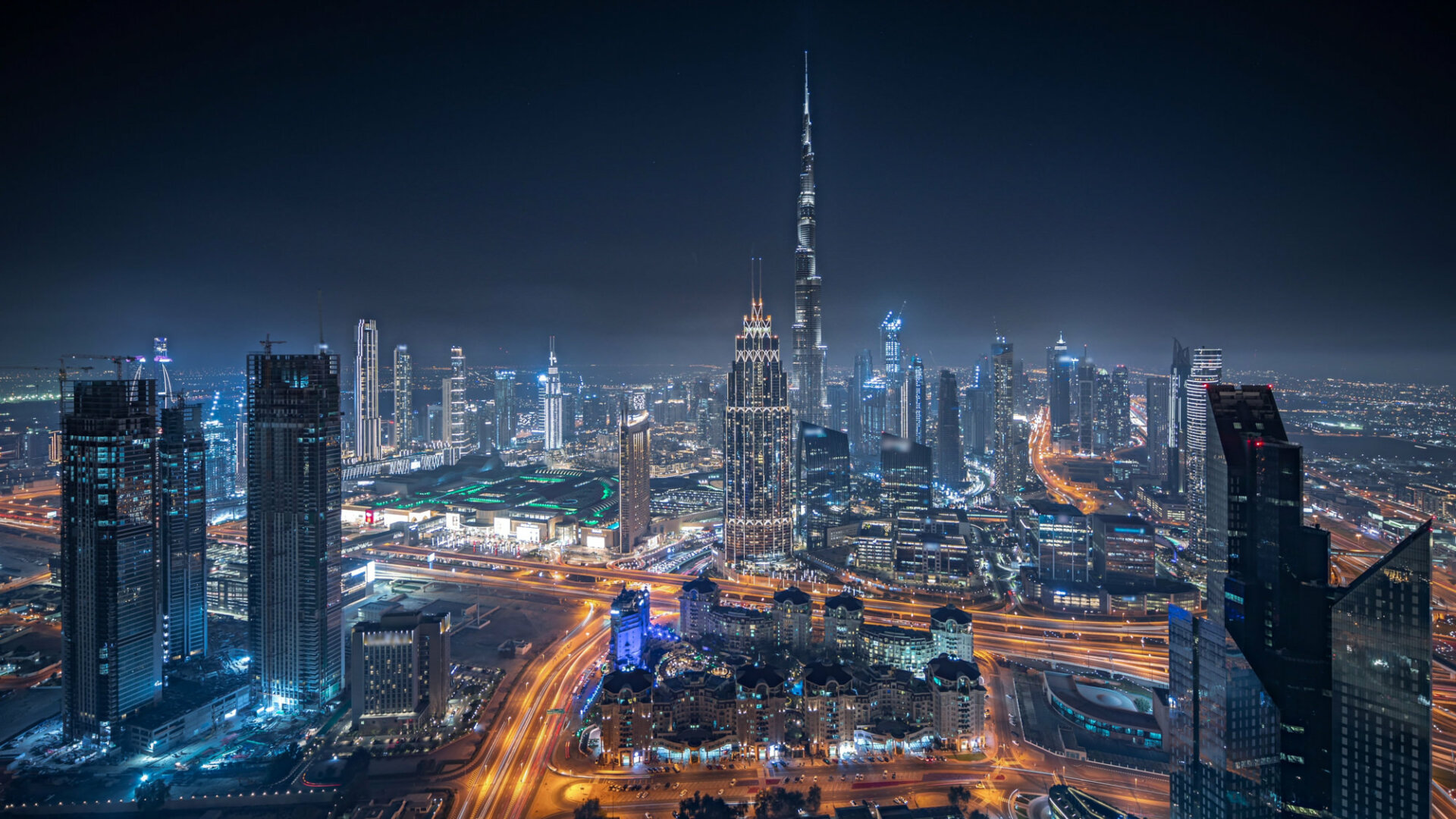 Dubai skyline at night